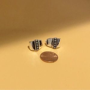 1/2” J Hoop Sterling Silver Pierced Earrings